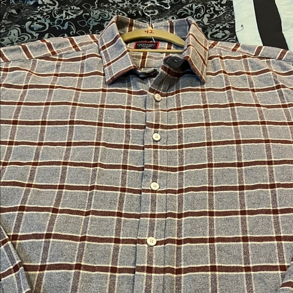 UNTUCKIT Men's Plaid Shirt - Brown and White - Picture 7 of 8